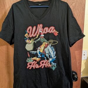 Black Graphic T-Shirt with Cowboy Design